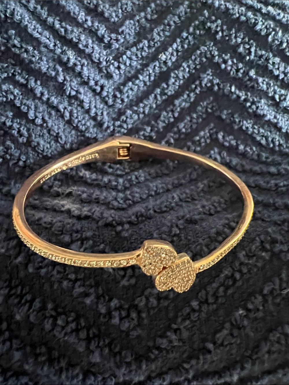 kate spade Gold Pavé Clover Hinge Bangle Bracelet